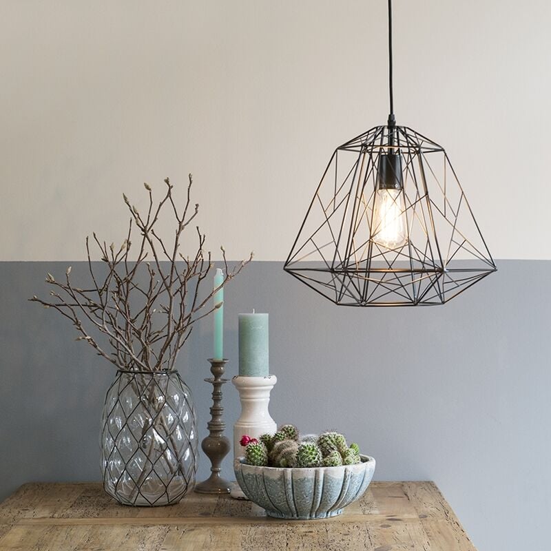foto del prodotto lampada a sospensione framework moderno acciaio nero tondo max. 1 x watt qazqa