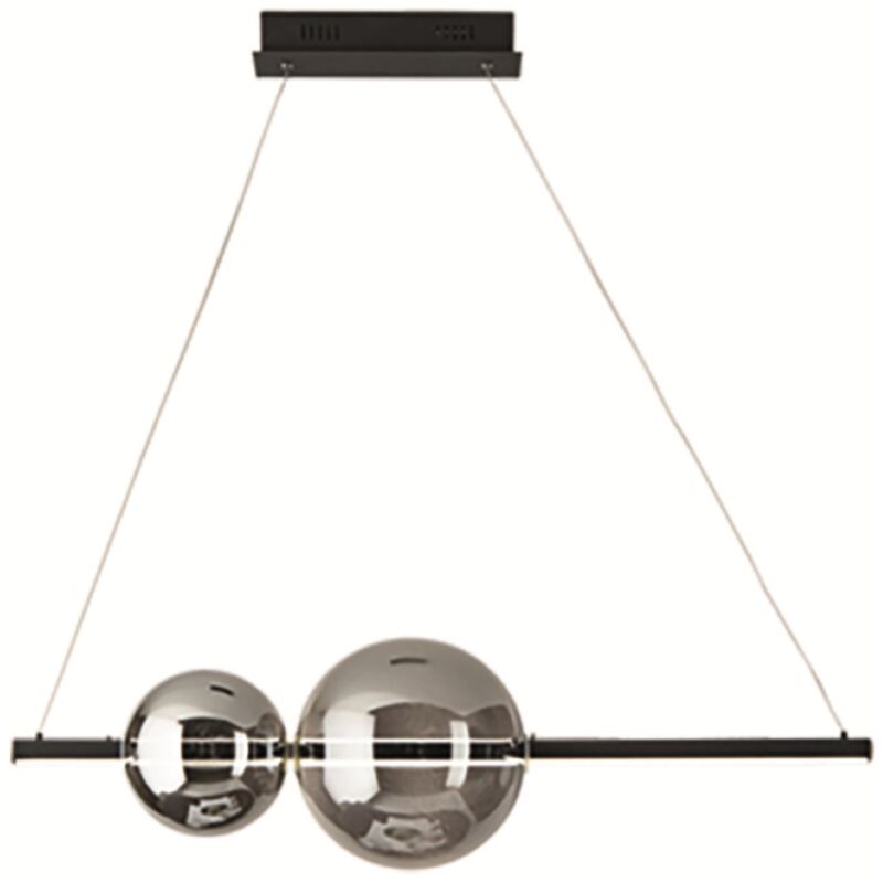 foto del prodotto lampada a sospensione fufi a led in metallo d100 cm con 2 diffusori a palla nero