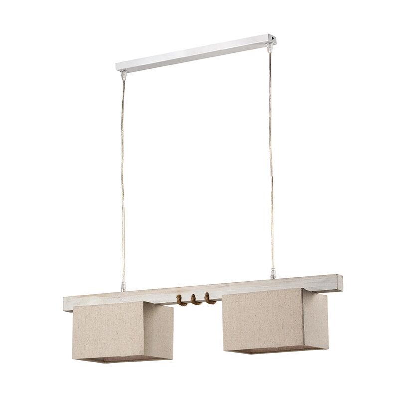 foto del prodotto lampada a sospensione gea legno e corda, e27