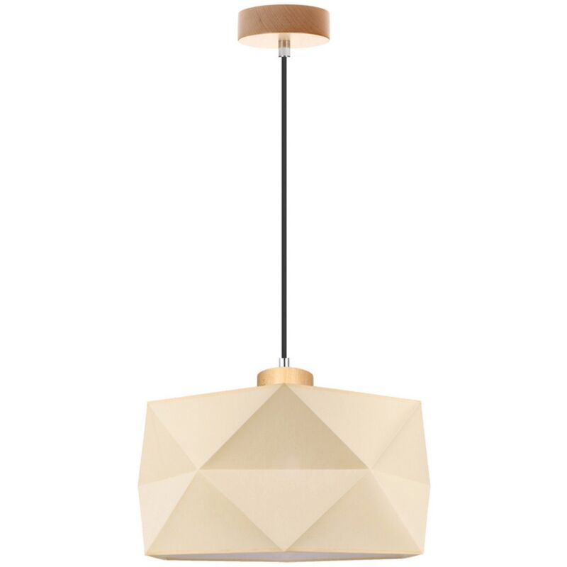 foto del prodotto lampada a sospensione geomerical, legno, tessuto, marrone, beige, 46x46x120 cm