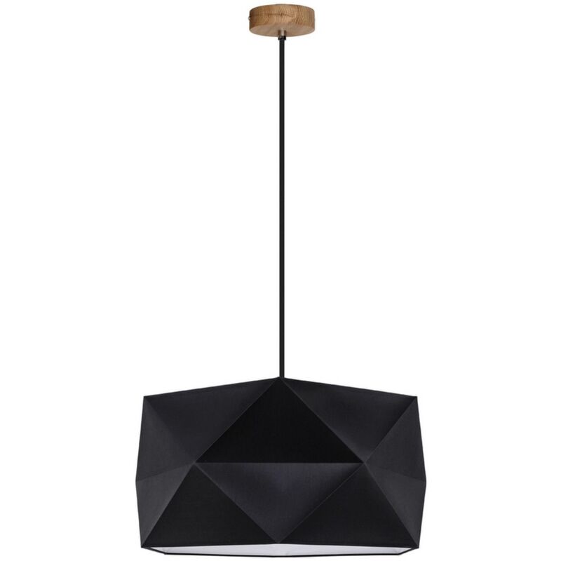 foto del prodotto lampada a sospensione geomerical, legno, tessuto, marrone, nero, 46,5x46,5x120 cm