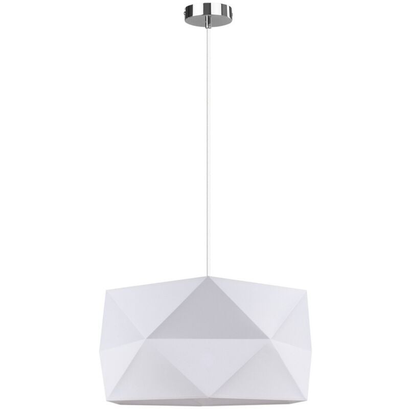 foto del prodotto lampada a sospensione geomerical, metallo, tessuto, argento, bianco, 46,5x46,5x120 cm