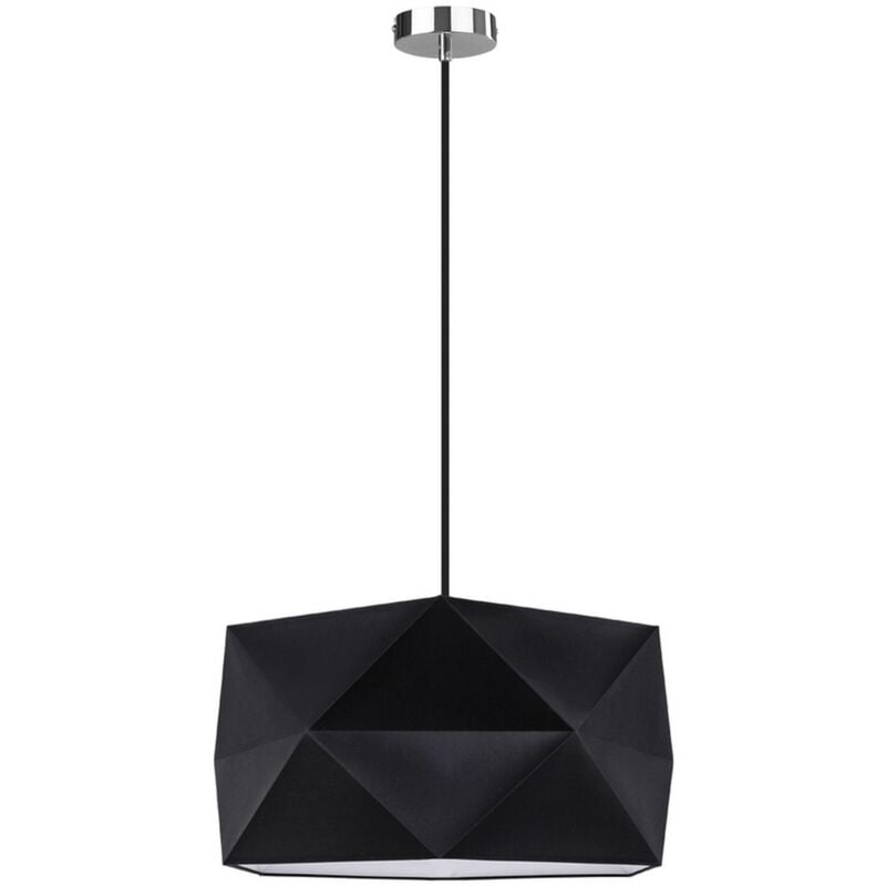 foto del prodotto lampada a sospensione geomerical, metallo, tessuto, argento, nero, 46,5x46,5x120 cm