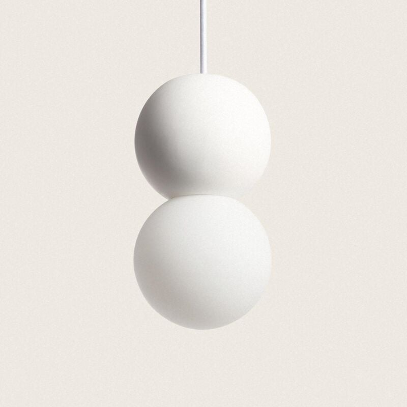 foto del prodotto lampada a sospensione gesso o cemento delya bianco