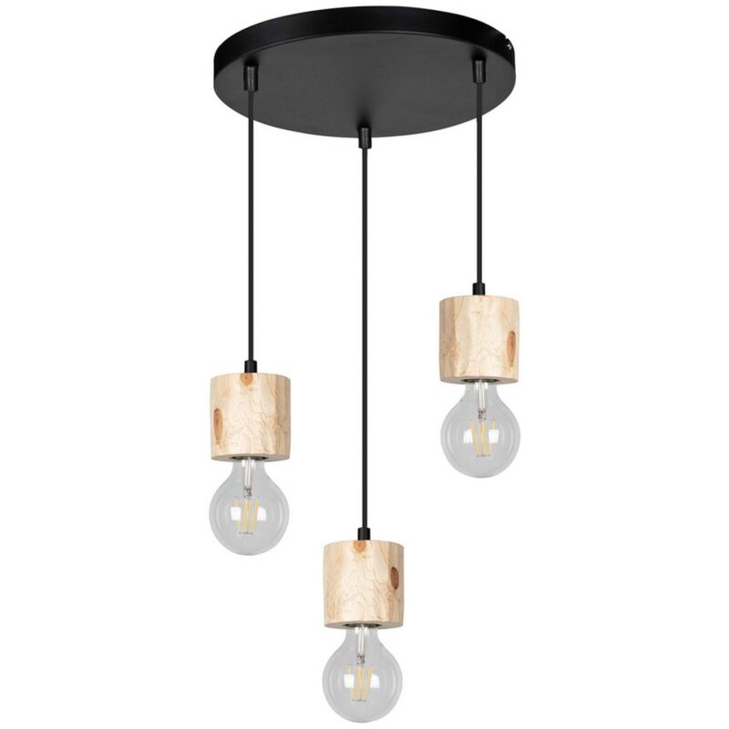 foto del prodotto lampada a sospensione giacomo, legno, metallo, marrone, nero, 30x30x100 cm
