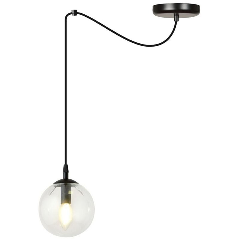 foto del prodotto lampada a sospensione gigi, acciaio verniciato a polvere, vetro, nero, 200x200x14 cm