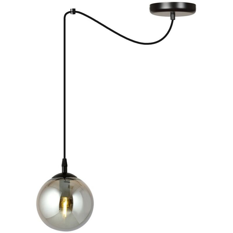 foto del prodotto lampada a sospensione gigi, acciaio verniciato a polvere, vetro, nero, grigio, 200x200x14 cm