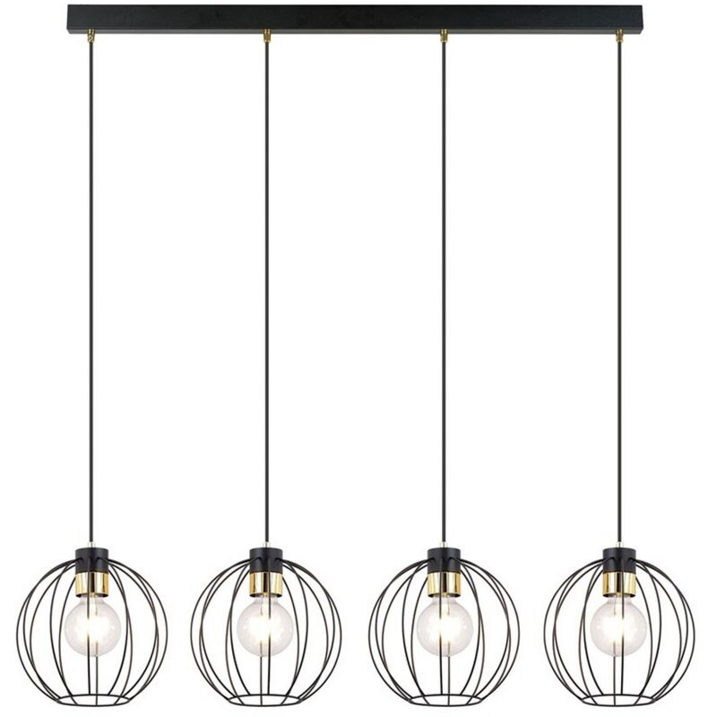 foto del prodotto lampada a sospensione gino, acciaio verniciato a polvere, nero, oro, 115x120x24 cm