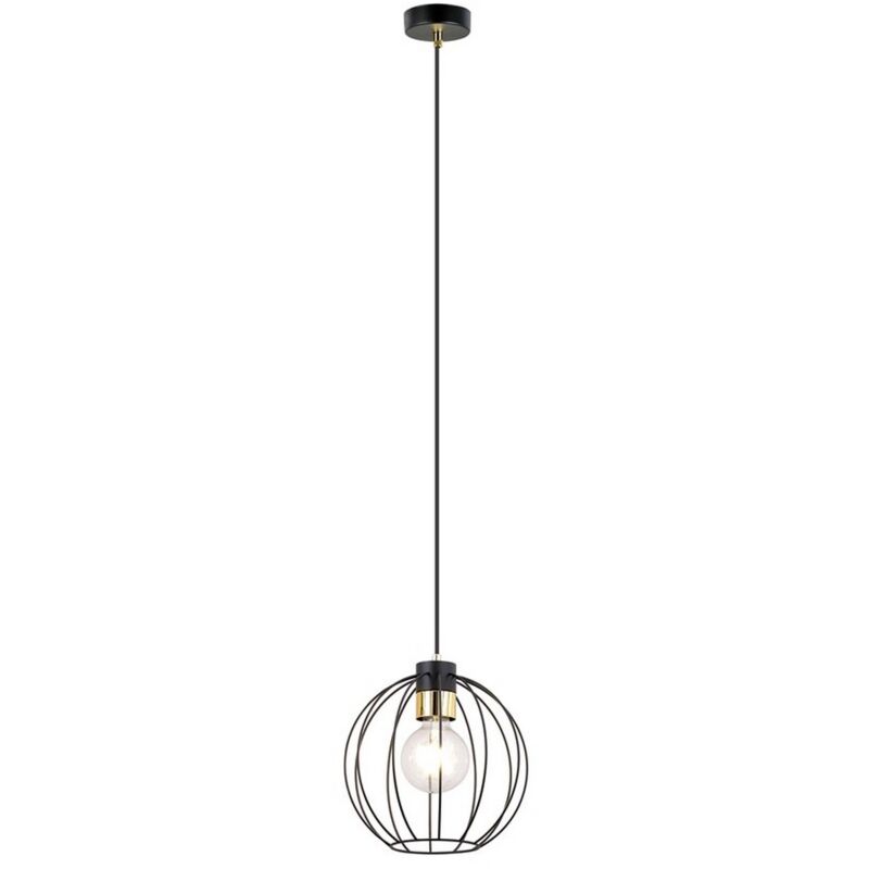 foto del prodotto lampada a sospensione gino, acciaio verniciato a polvere, nero, oro, 24x125x24 cm