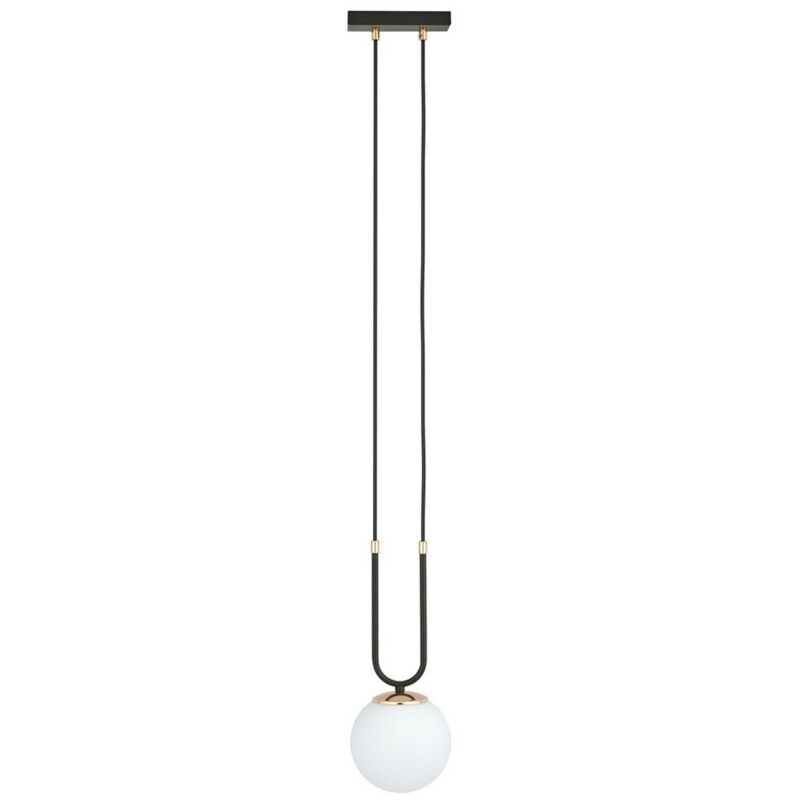 foto del prodotto lampada a sospensione glam, acciaio verniciato a polvere, vetro, nero, bianco, 15x115x15 cm