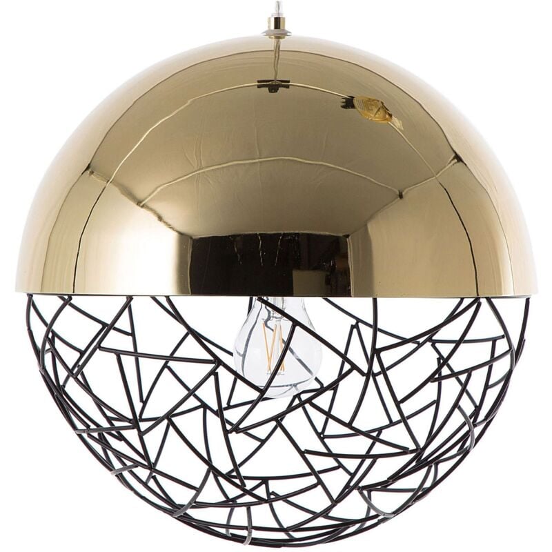 foto del prodotto lampada a sospensione globo 1 luce lampada dorato quadro moderno