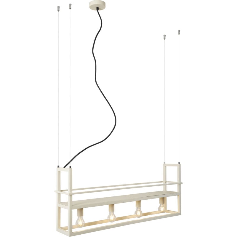 foto del prodotto lampada a sospensione grande cage rack - industriale - acciaio - beige - allungato max. 4 x watt - qazqa