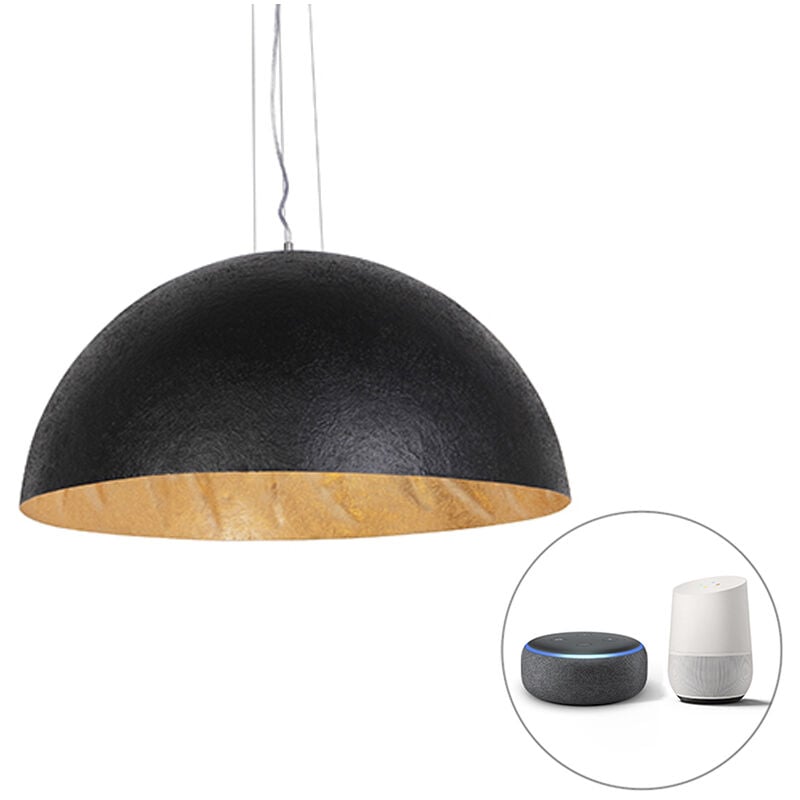 foto del prodotto lampada a sospensione grande magna xingjin moderno plastico,acciaio nero oro tondo e27 max. 3 x 4.9 watt qazqa