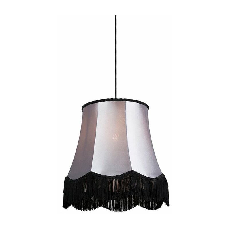 foto del prodotto lampada a sospensione granny retr plastico,tessuto nero grigio tondo max. 1 x watt qazqa
