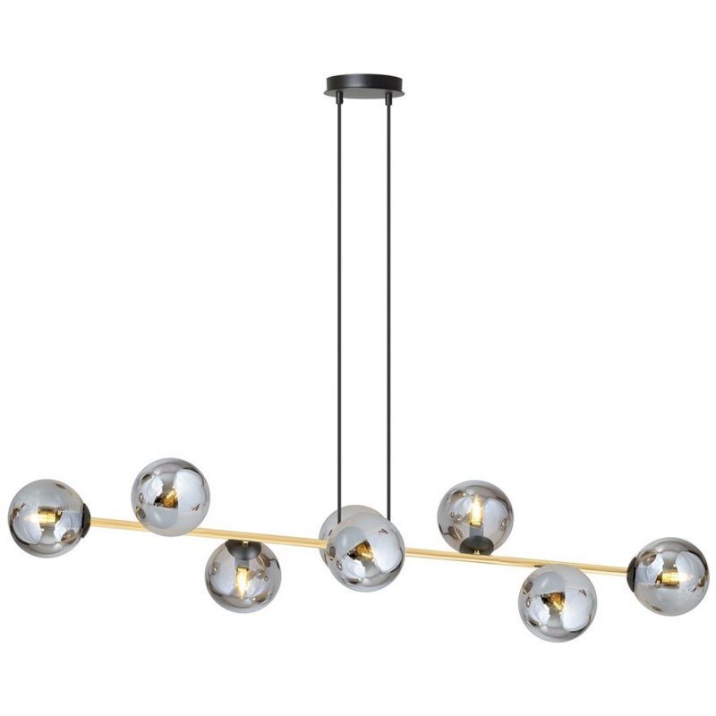 foto del prodotto lampada a sospensione gravity, acciaio verniciato a polvere, vetro, nero, oro, grigio, 140x100x29 cm