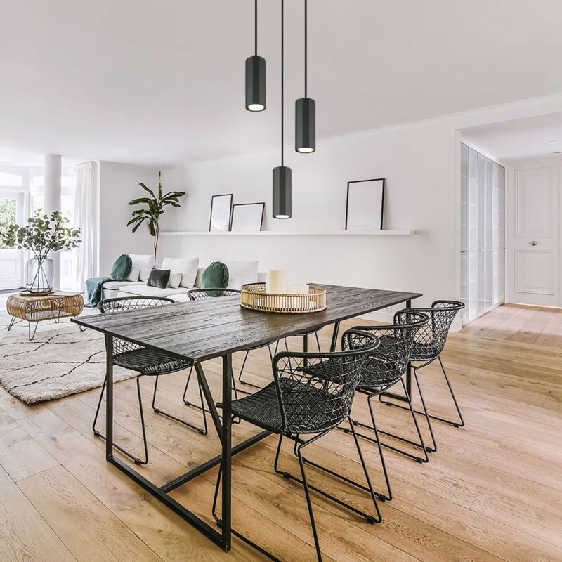 foto del prodotto lampada a sospensione grigio opaco lampada a sospensione 3 fiamme luce per sala da pranzo lampada a sospensione, alluminio metallo, 3x prese gu10,