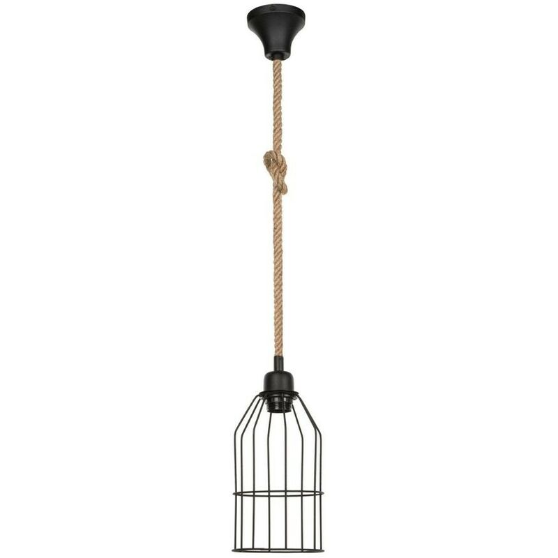 foto del prodotto lampada a sospensione halat asz0549 in metallo nero e corda effez
