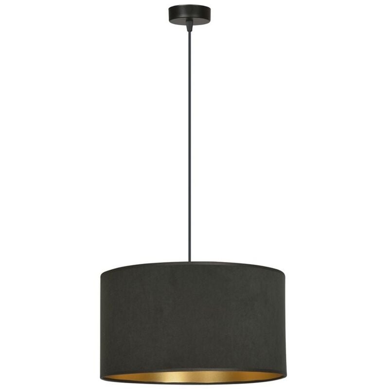 foto del prodotto lampada a sospensione hilde, acciaio verniciato a polvere, tessuto, nero, 35x100x35 cm