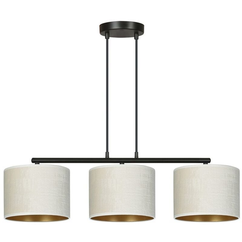 foto del prodotto lampada a sospensione hilde, acciaio verniciato a polvere, tessuto, nero, bianco, 72x100x18 cm