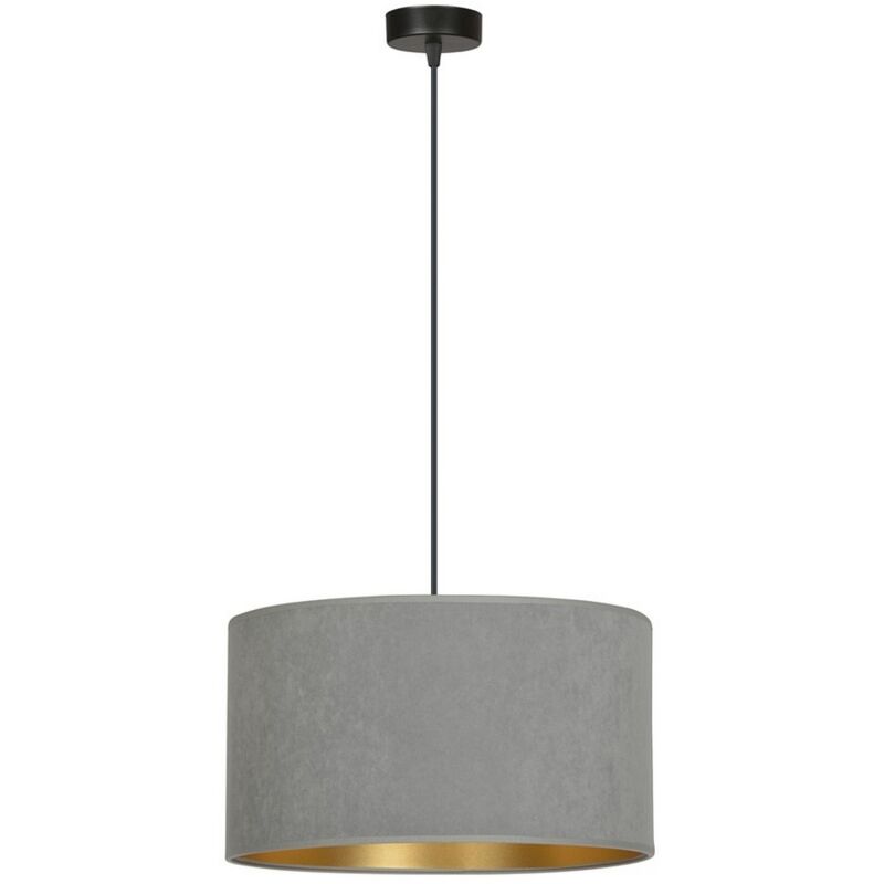 foto del prodotto lampada a sospensione hilde, acciaio verniciato a polvere, tessuto, nero, grigio, 35x100x35 cm