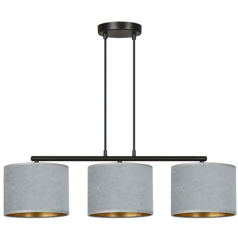 foto del prodotto lampada a sospensione hilde, acciaio verniciato a polvere, tessuto, nero, grigio, 72x100x18 cm