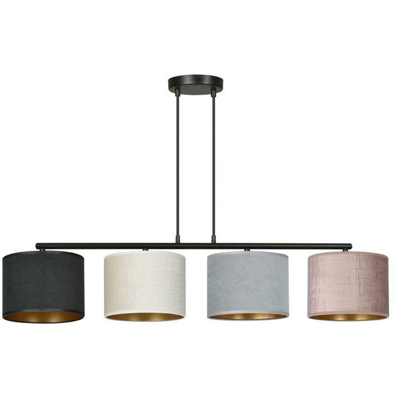 foto del prodotto lampada a sospensione hilde, acciaio verniciato a polvere, tessuto, nero, grigio, rosa, 97x100x18 cm
