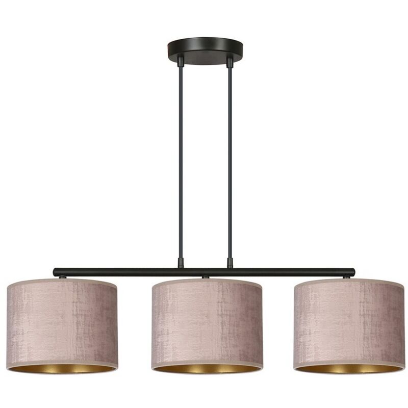foto del prodotto lampada a sospensione hilde, acciaio verniciato a polvere, tessuto, nero, rosa, 72x100x18 cm