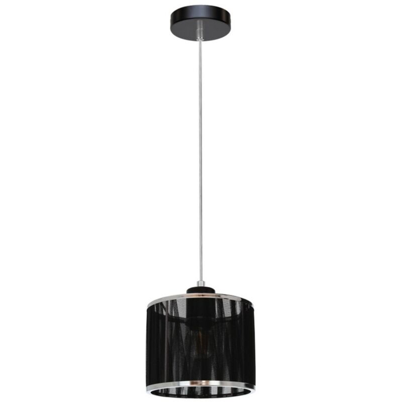 foto del prodotto lampada a sospensione hunze, metallo, tessuto, nero, argento, 15x15x110 cm