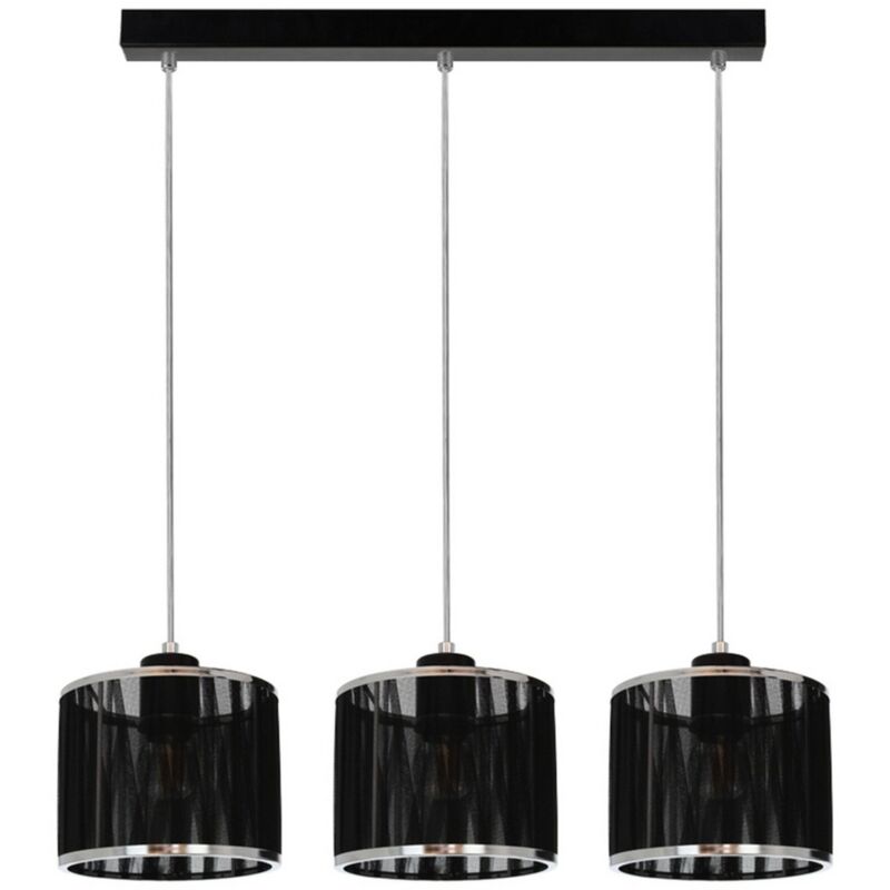 foto del prodotto lampada a sospensione hunze, metallo, tessuto, nero, argento, 15x53x110 cm