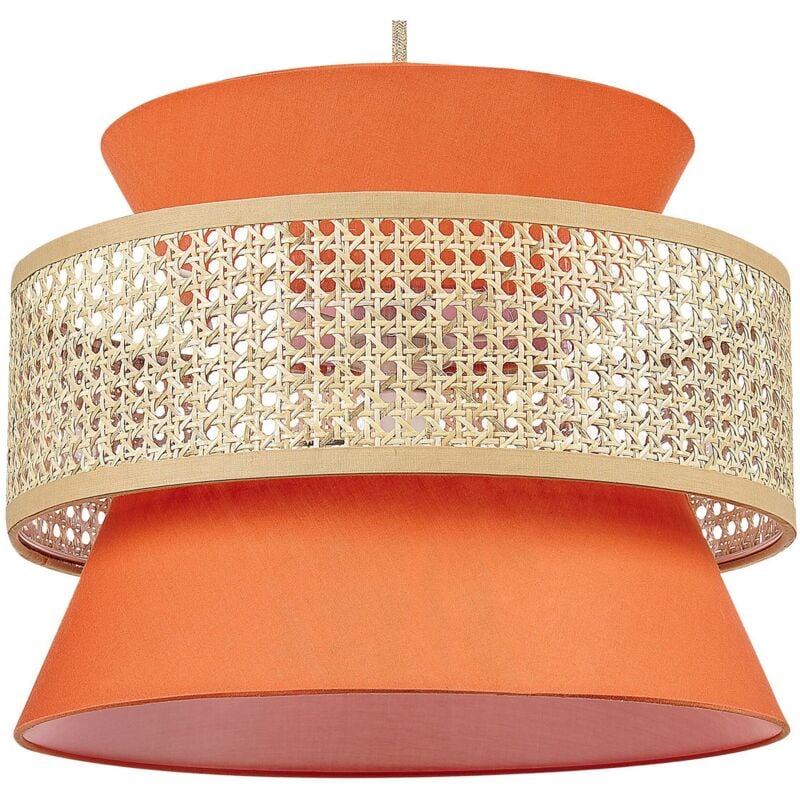 foto del prodotto lampada a sospensione illuminazione rattan naturale paralume corallo luyano