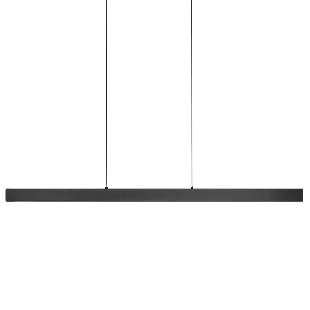 foto del prodotto lampada a sospensione in alluminio nero con paralume in legno di gomma e base in ferro con telecomando luce a led integrata