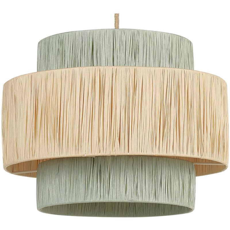 foto del prodotto lampada a sospensione in carta con paralume naturale e verde in stile giapponese chambo