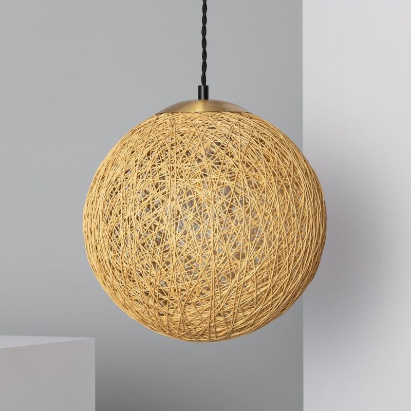 foto del prodotto lampada a sospensione in carta intrecciata ilargia oro