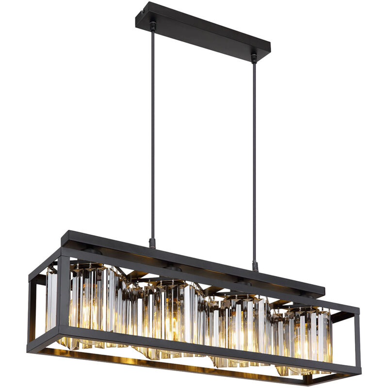 foto del prodotto lampada a sospensione in cristallo piccola lampada a sospensione soggiorno moderna lampada a sospensione tavolo da pranzo nero, vetro metallo, 1x