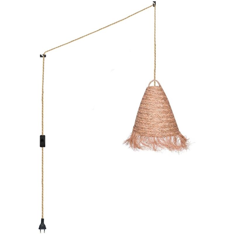 foto del prodotto lampada a sospensione in fibra naturale nam con interruttore e