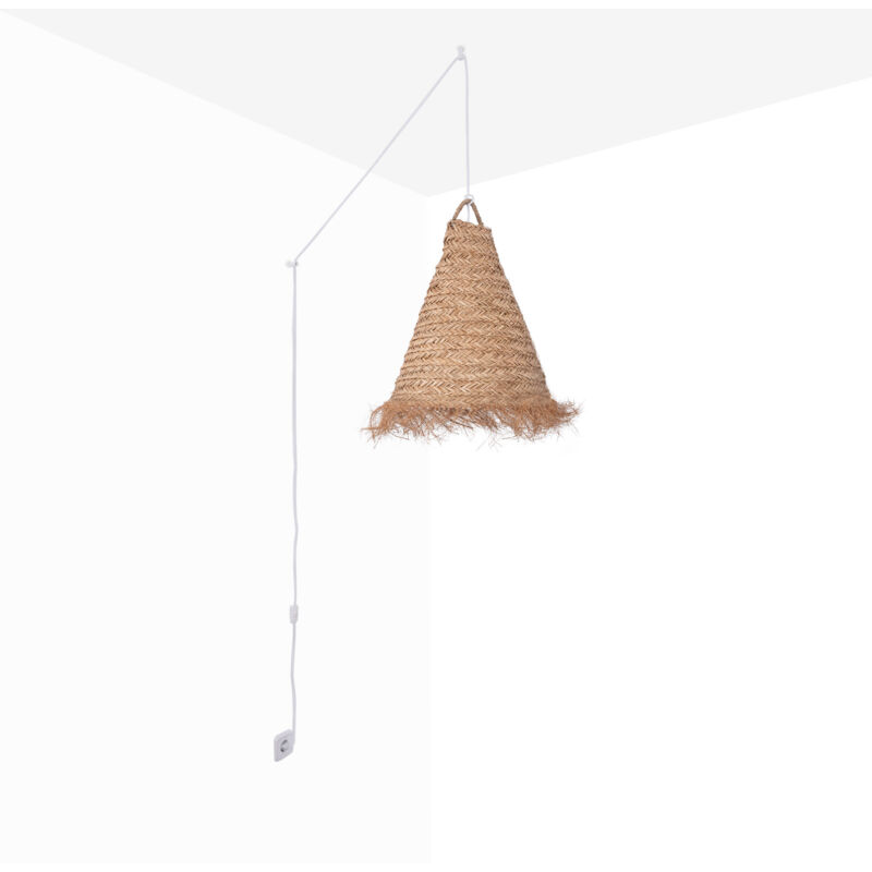 foto del prodotto lampada a sospensione in fibre naturali nam xl con interruttore