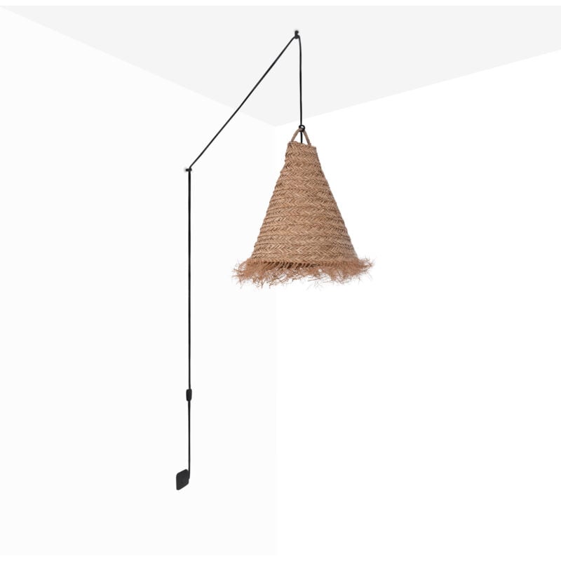 foto del prodotto lampada a sospensione in fibre naturali nam xl con interruttore