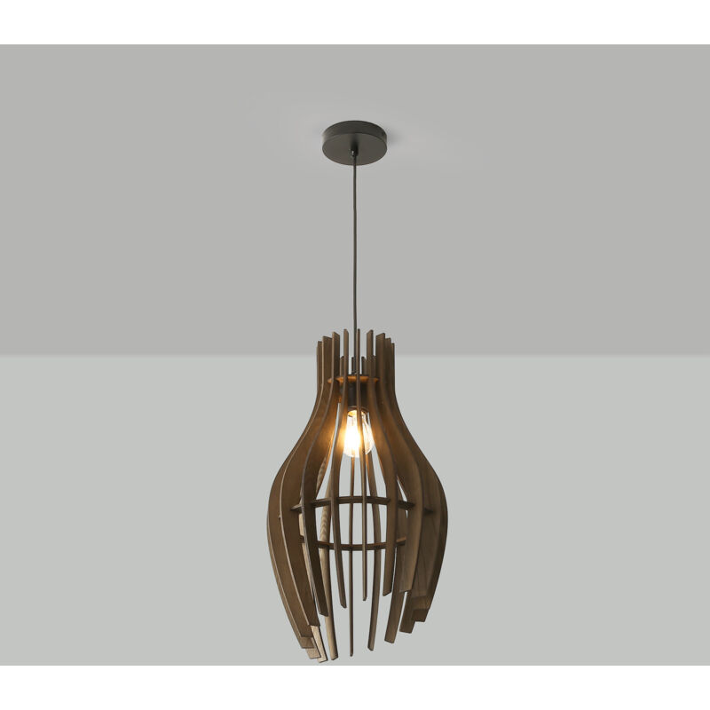 foto del prodotto lampada a sospensione in legno huntel 30cm e27
