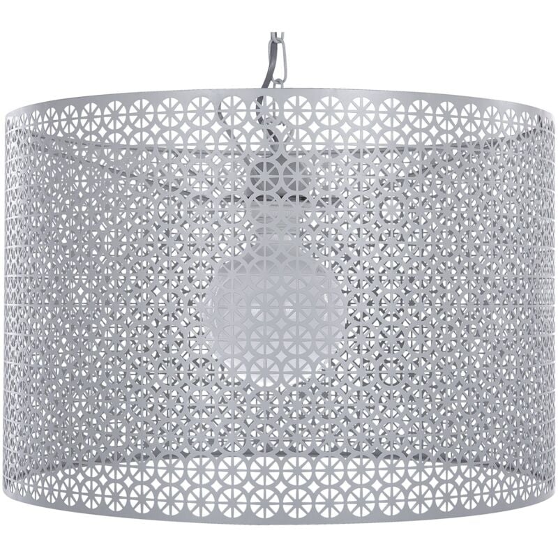 foto del prodotto lampada a sospensione in metallo grigio forma cilindrica moderna mezen