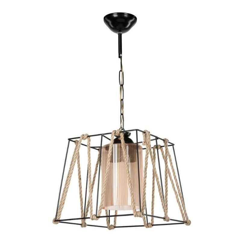foto del prodotto lampada a sospensione in metallo nero e corda likya asz0990