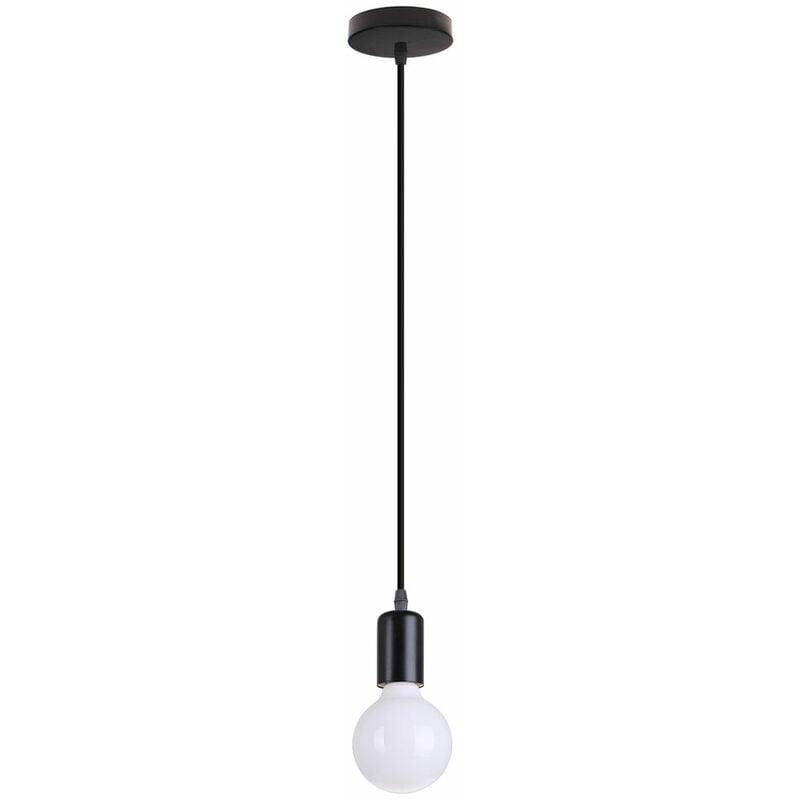 foto del prodotto lampada a sospensione in metallo porta lampada e27 cavo lampadario a sospensione 100cm regolabile per cameretta cucina salotto - nero