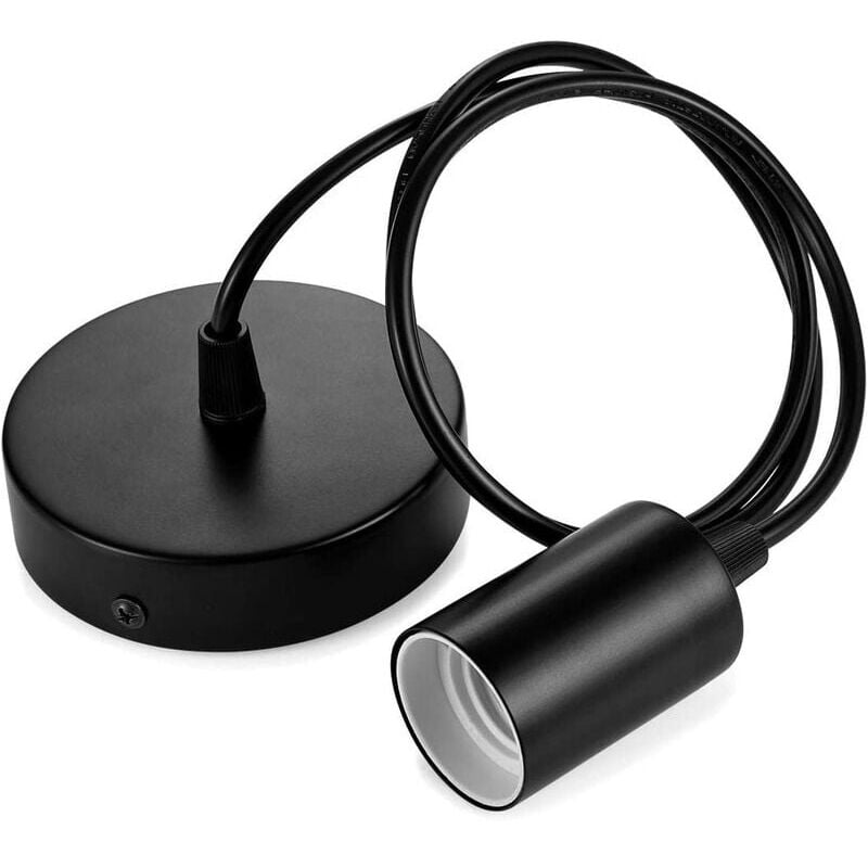 foto del prodotto lampada a sospensione in metallo, portalampada e27 con cavo, cavo a sospensione 100cm, cavo di sospensione, ideale per illuminazione a soffitto, nero