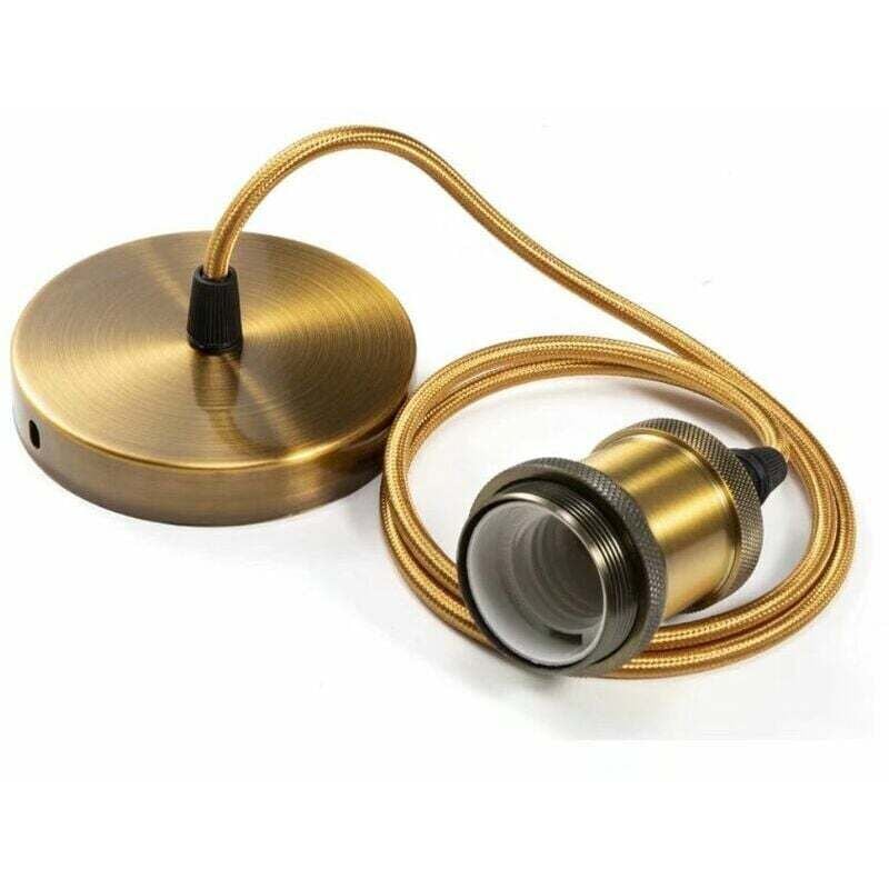 foto del prodotto lampada a sospensione in metallo, portalampada e27 con cavo, portalampada a sospensione regolabile in bronzo intrecciato, per illuminazione a soffitto