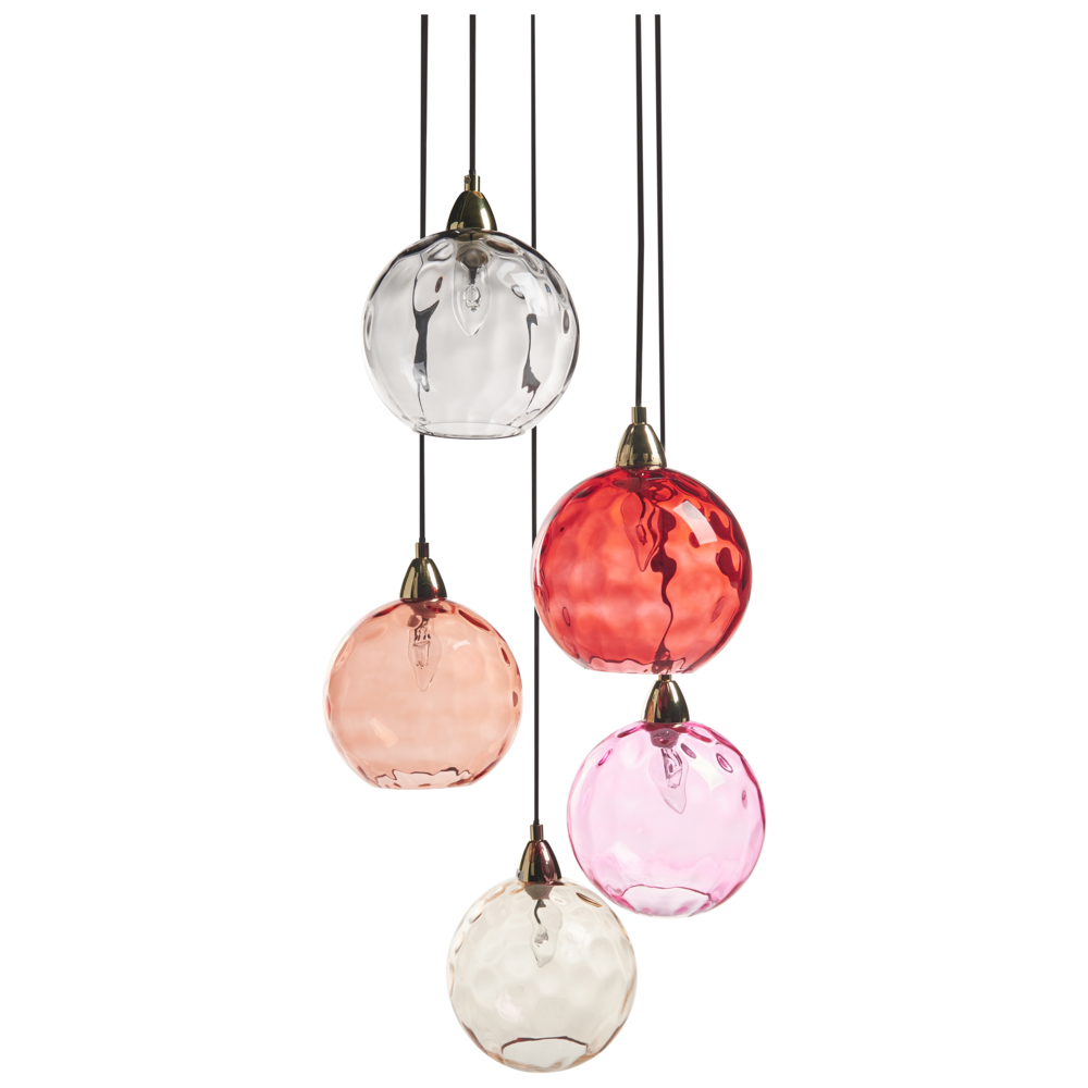 foto del prodotto lampada a sospensione in metallo rosso ferro vetro a sospensione luce moderna glam illuminazione soggiorno sala da pranzo camera da letto