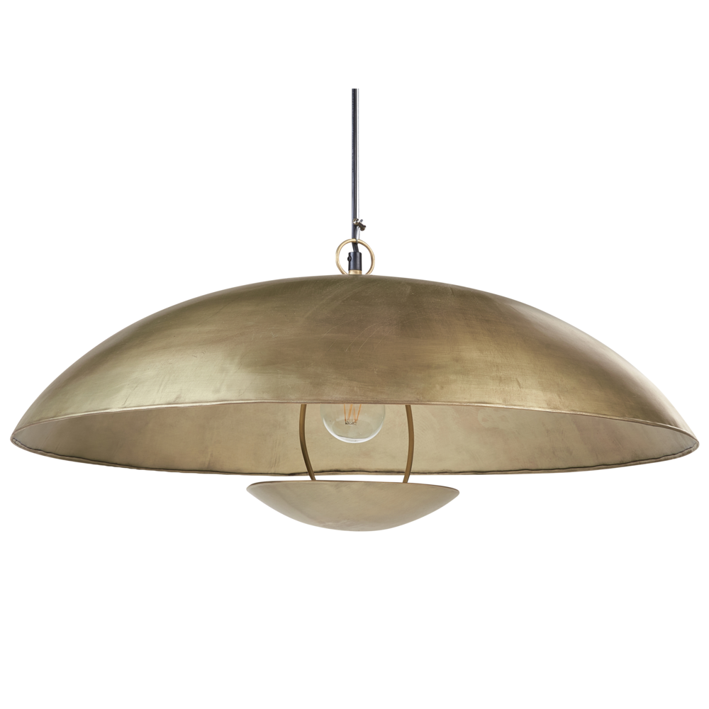 foto del prodotto lampada a sospensione in ottone con paralume a cupola in ferro luce da soffitto stile contemporaneo accessori per la casa fatti a mano