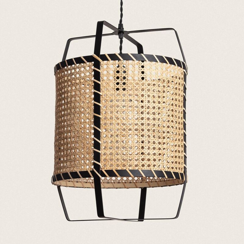 foto del prodotto lampada a sospensione in rattan baco naturale