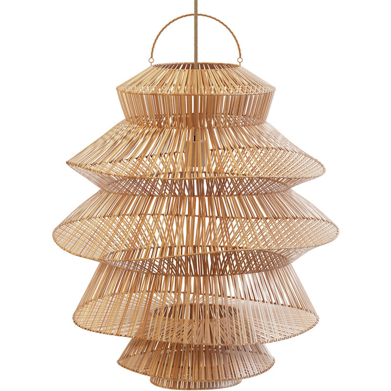 foto del prodotto lampada a sospensione in rattan boho bali ferta naturale
