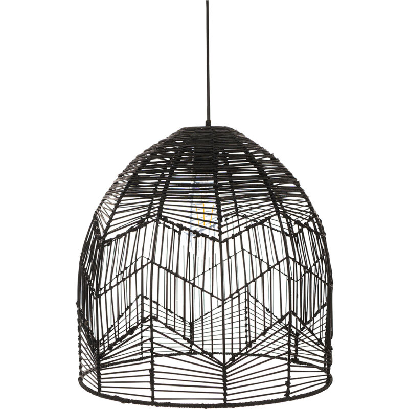 foto del prodotto lampada a sospensione in rattan nero stile boho bali le nero