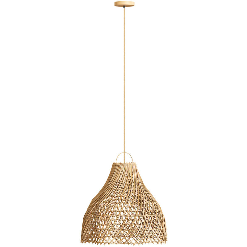 foto del prodotto lampada a sospensione in rattan stile boho rodric naturale