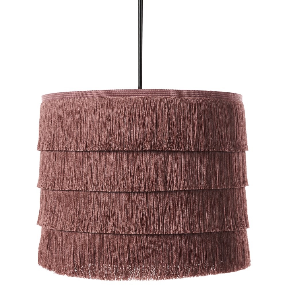 foto del prodotto lampada a sospensione in tessuto poliestere rosa con frange design moderno luce per il soggiorno